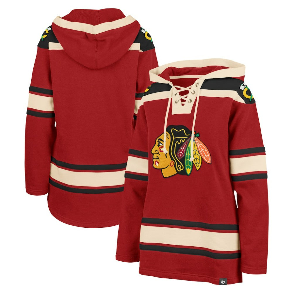 Chicago Blackhawks '47 Women's Superior Lacer Pullover Hoodie - Red Hoodies