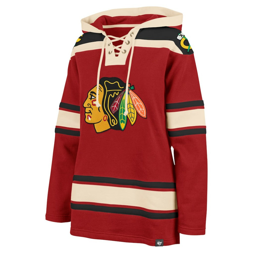 Chicago Blackhawks '47 Women's Superior Lacer Pullover Hoodie - Red Hoodies