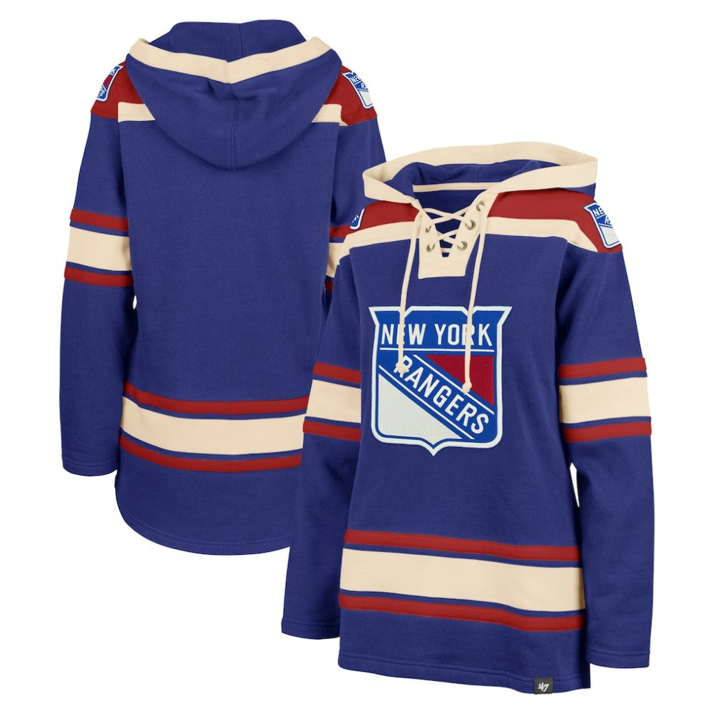 New York Rangers '47 Women's Superior Lacer Pullover Hoodie - Blue Hoodies