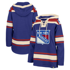 New York Rangers '47 Women's Superior Lacer Pullover Hoodie - Blue Hoodies