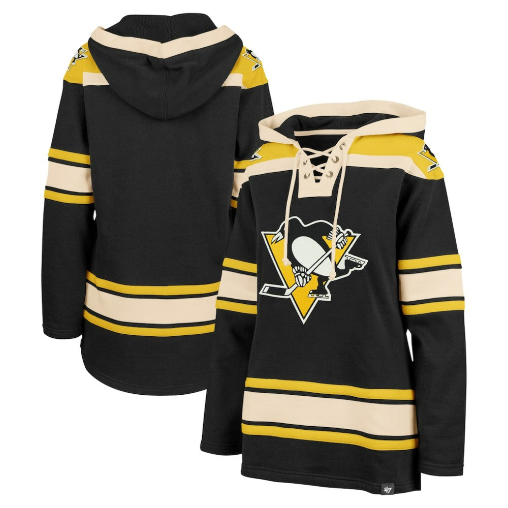 Pittsburgh Penguins '47 Women's Superior Lacer Pullover Hoodie - Black Hoodies