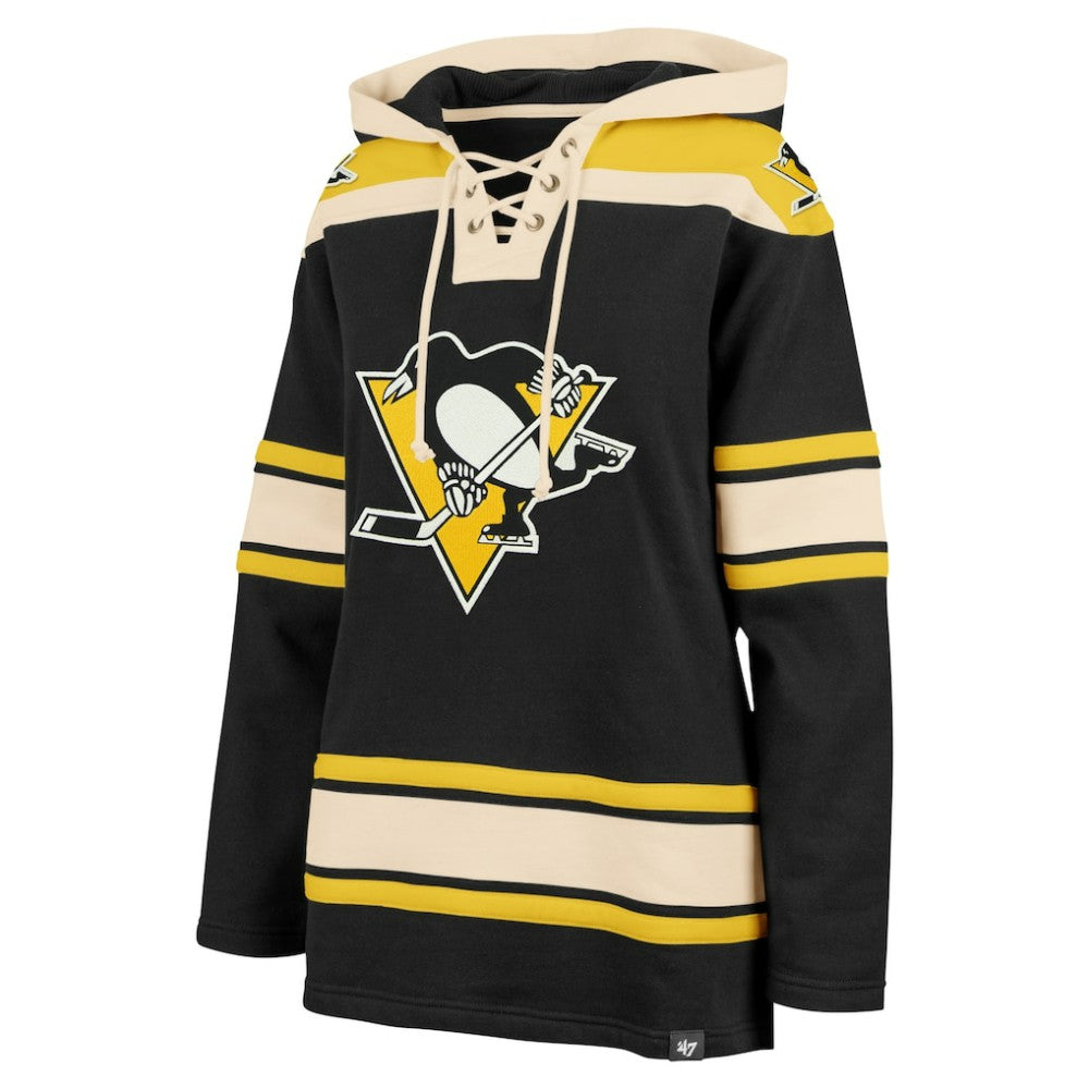 Pittsburgh Penguins '47 Women's Superior Lacer Pullover Hoodie - Black Hoodies