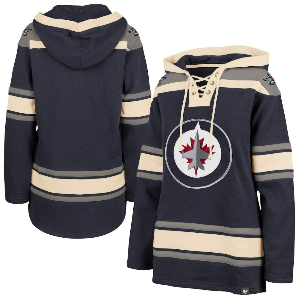 Winnipeg Jets '47 Women's Superior Lacer Pullover Hoodie - Navy Hoodies
