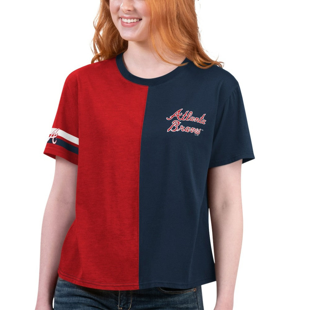 Atlanta Braves Starter Women's Power Move T-Shirt Navy/Red