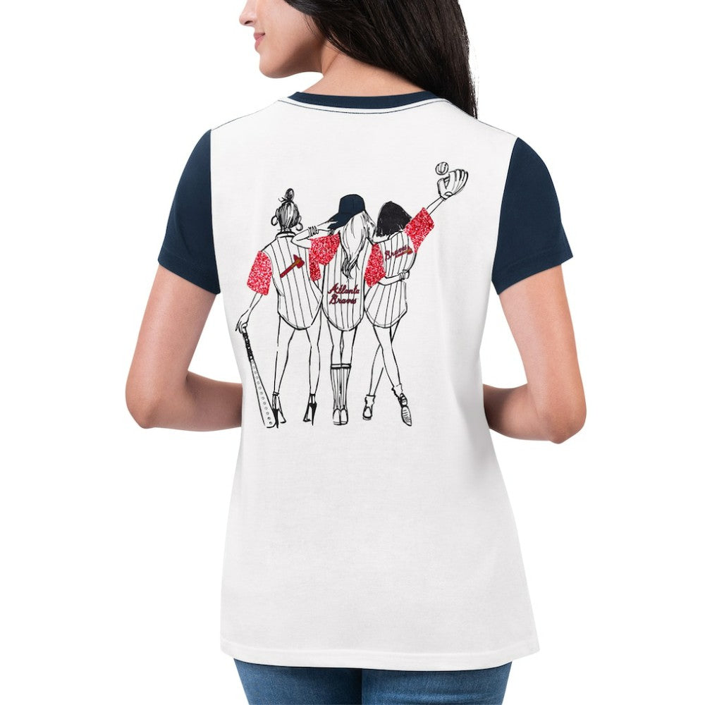 Atlanta Braves G-III 4Her by Carl Banks Women's Illustration Ringer T-Shirt White