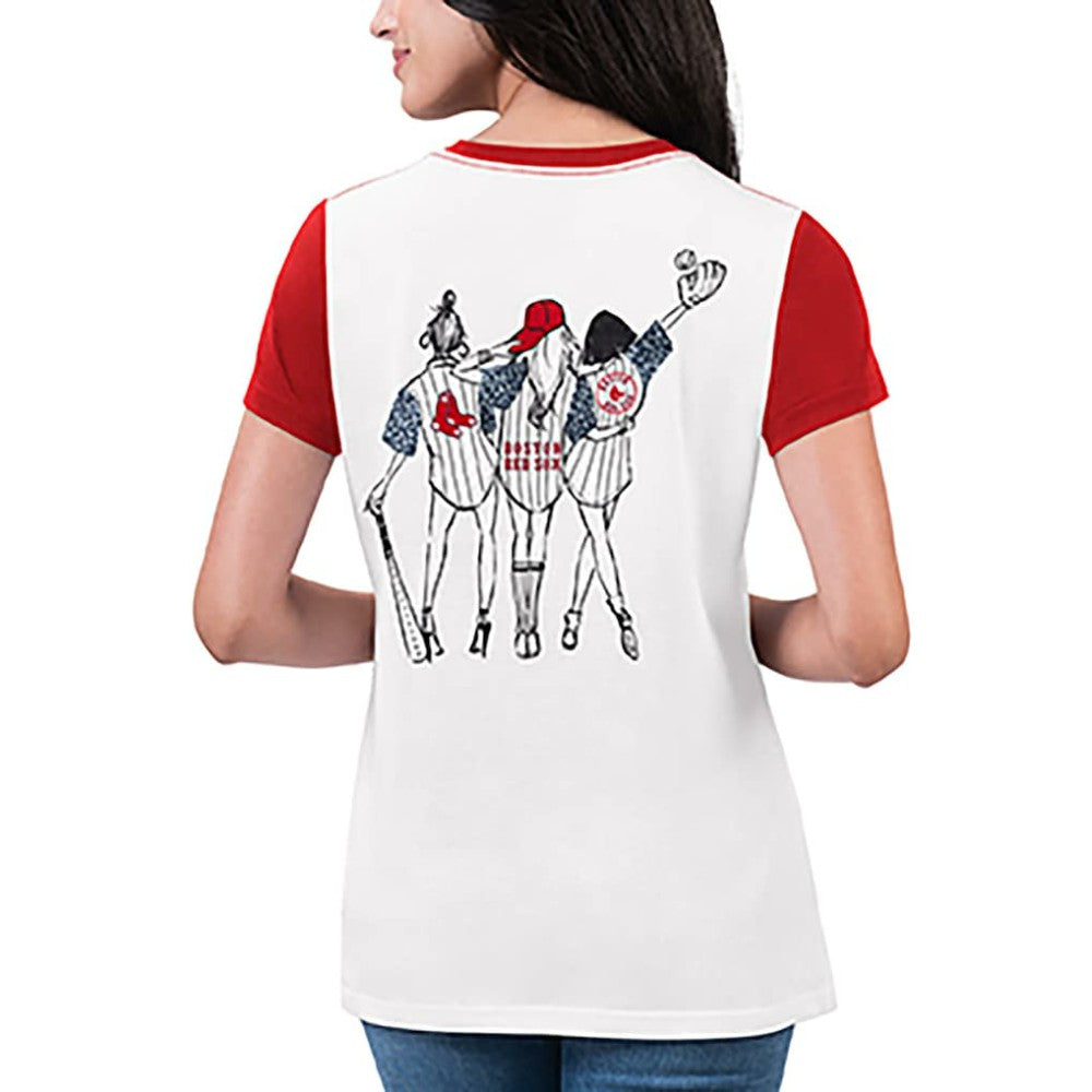 Boston Red Sox G-III 4Her by Carl Banks Women's Illustration Ringer T-Shirt White