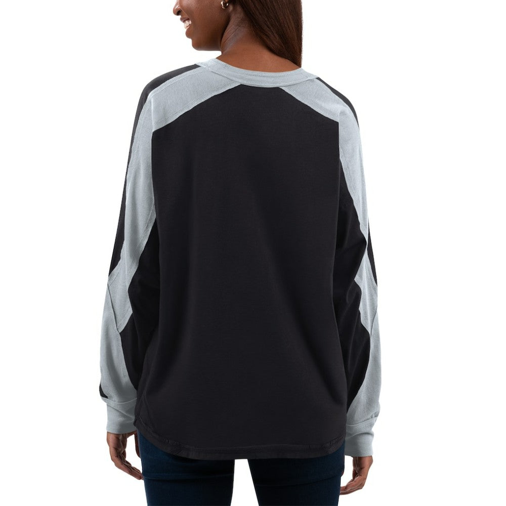 Chicago White Sox G-III 4Her by Carl Banks Women's Smash Raglan Long Sleeve T-Shirt Black/Silver