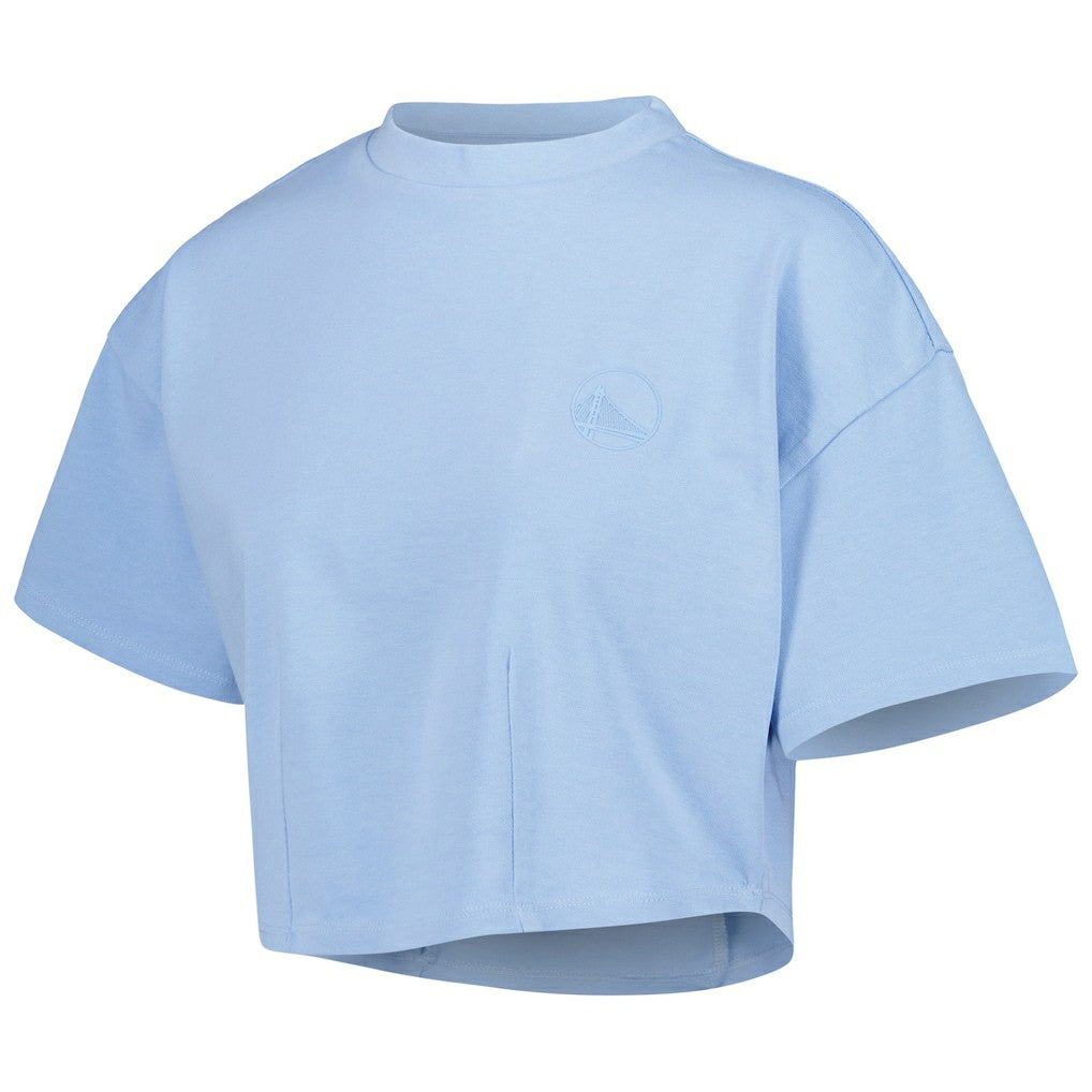 Golden State Warriors Lusso Women's Nola Faded Tonal Cropped T-Shirt sale - Light Blue discount