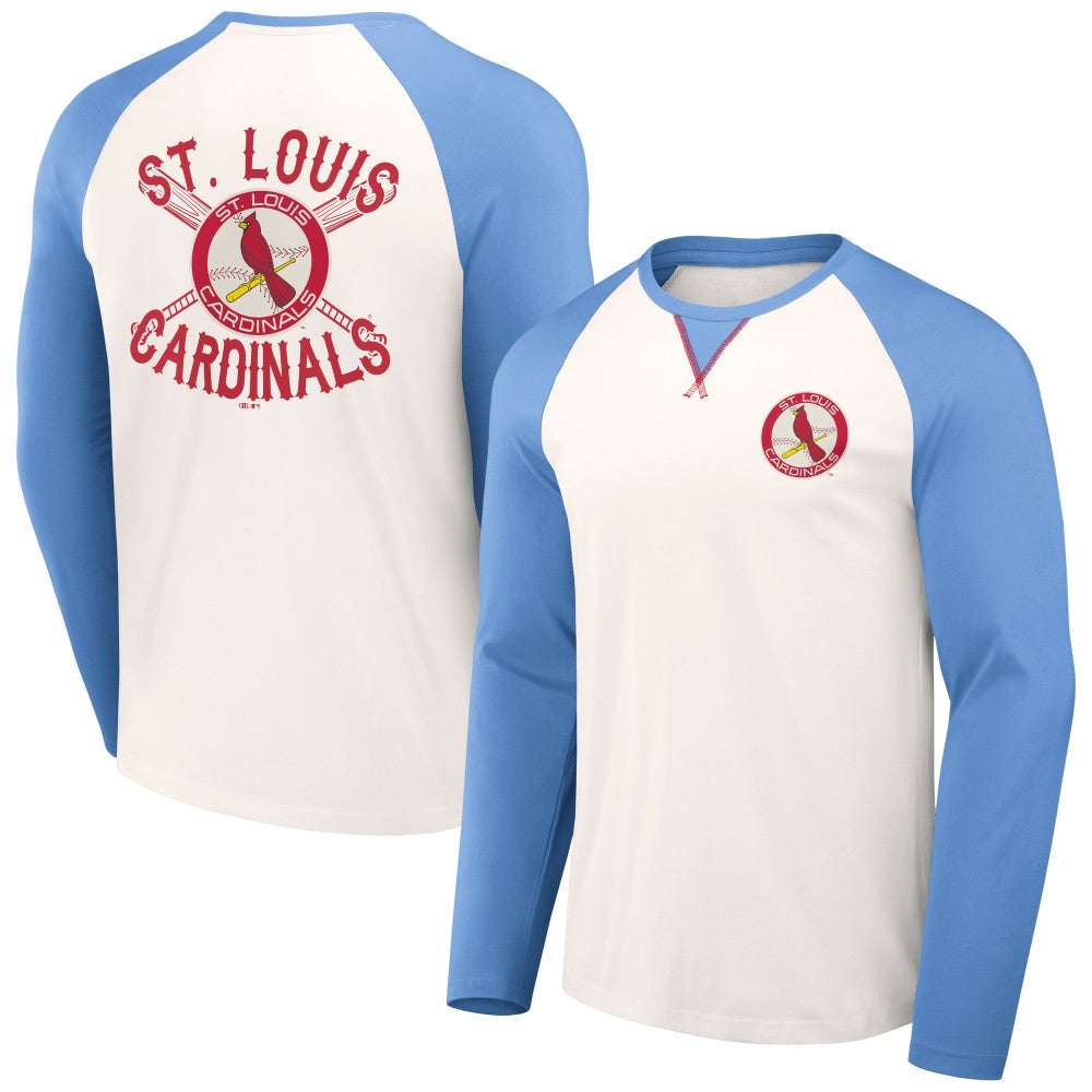 St. Louis Cardinals Darius Rucker Collection Team Color Raglan T-Shirt White/Light Blue
