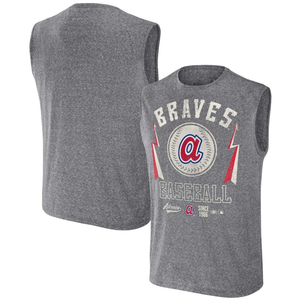 Atlanta Braves Darius Rucker Collection Relaxed-Fit Muscle Tank Top Charcoal