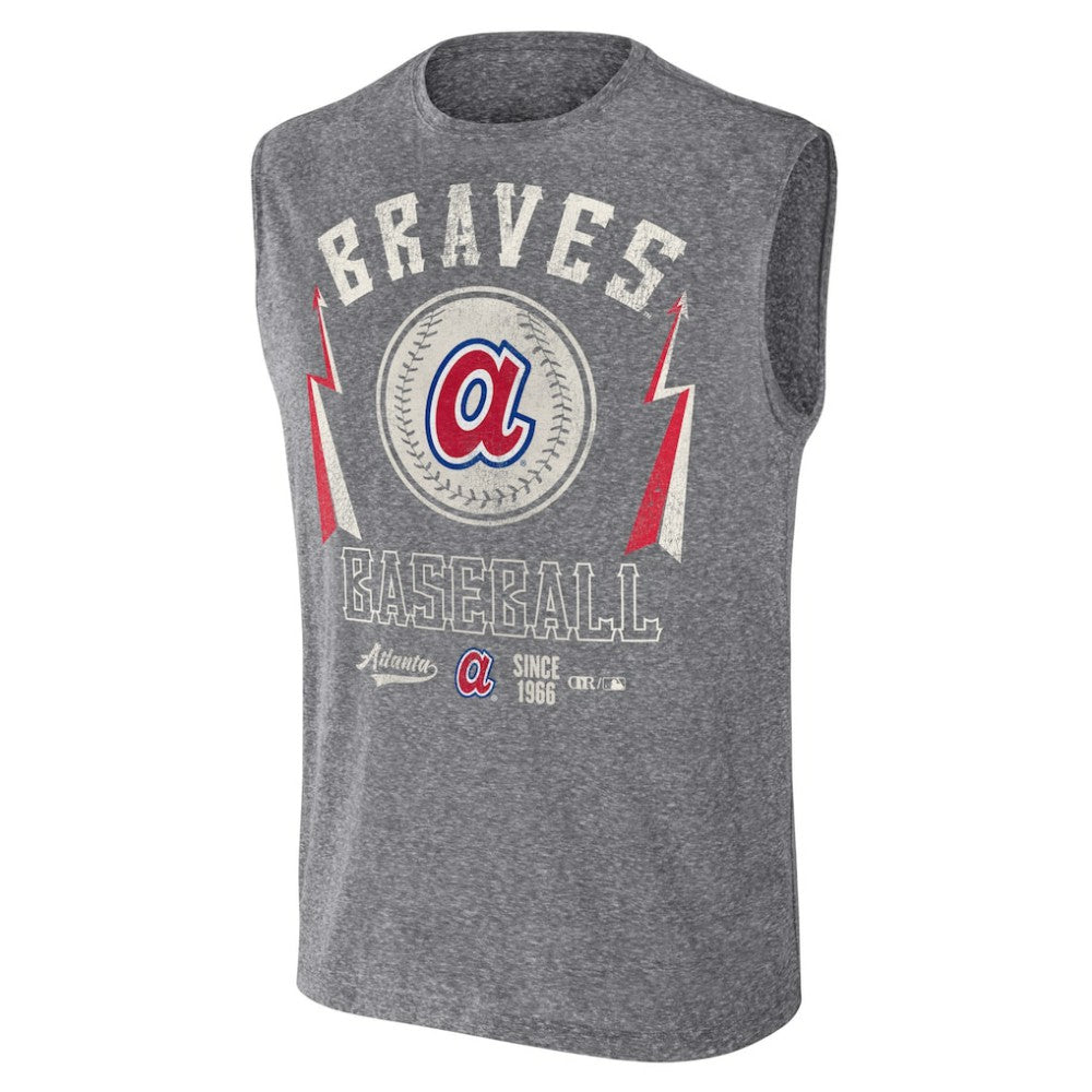 Atlanta Braves Darius Rucker Collection Relaxed-Fit Muscle Tank Top Charcoal