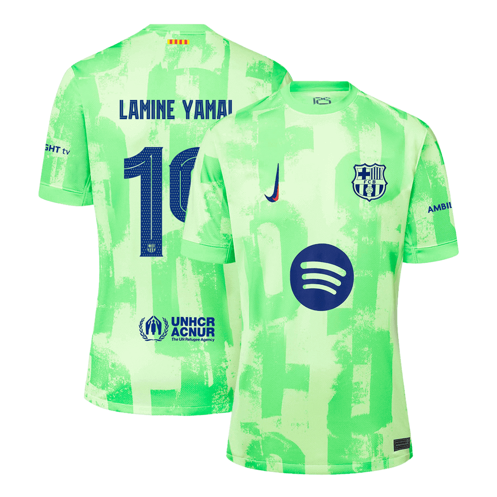 LAMINE YAMAL #19 Barcelona Spotify Logo Without Text Third Jersey - UCL Font