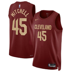 Unisex  Cleveland Cavaliers Donovan Mitchell #45 Wine Swingman Jersey - Icon Edition