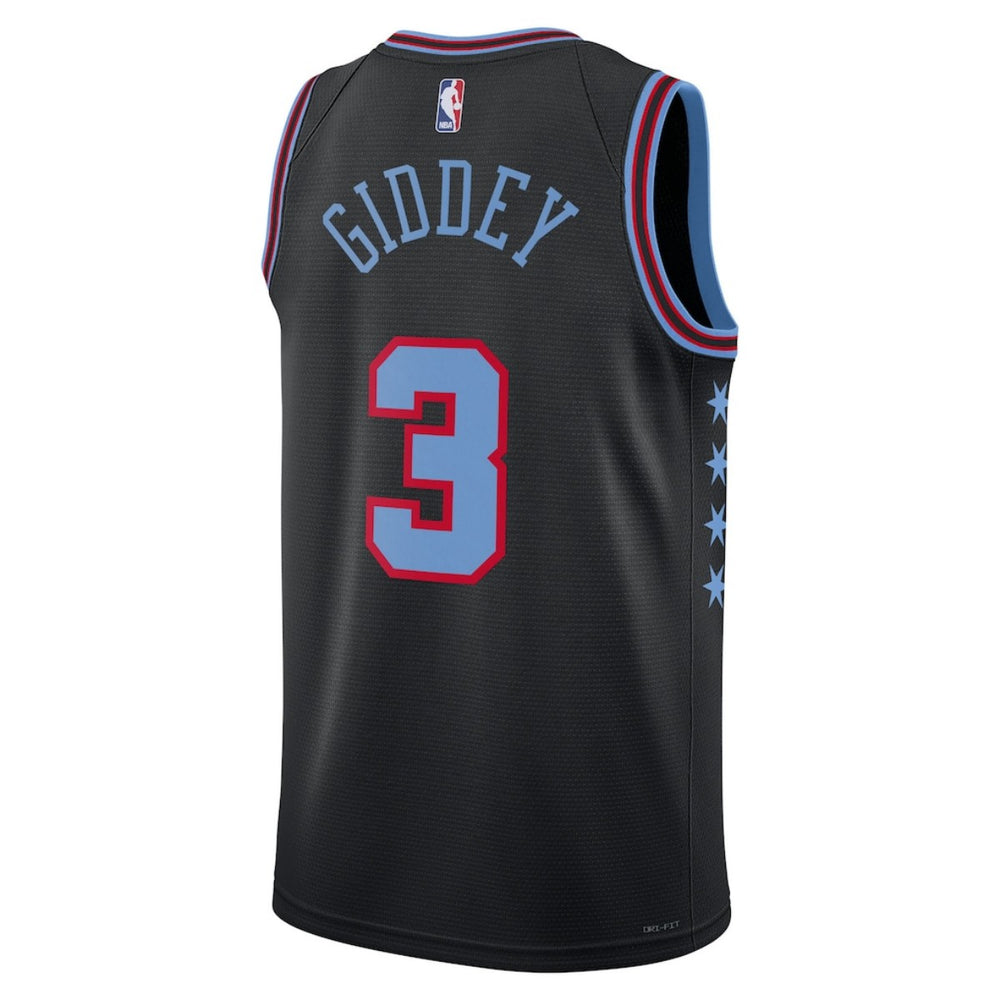 Unisex Chicago Bulls Josh Giddey #3 Black 2025/26 Swingman Jersey - City Edition