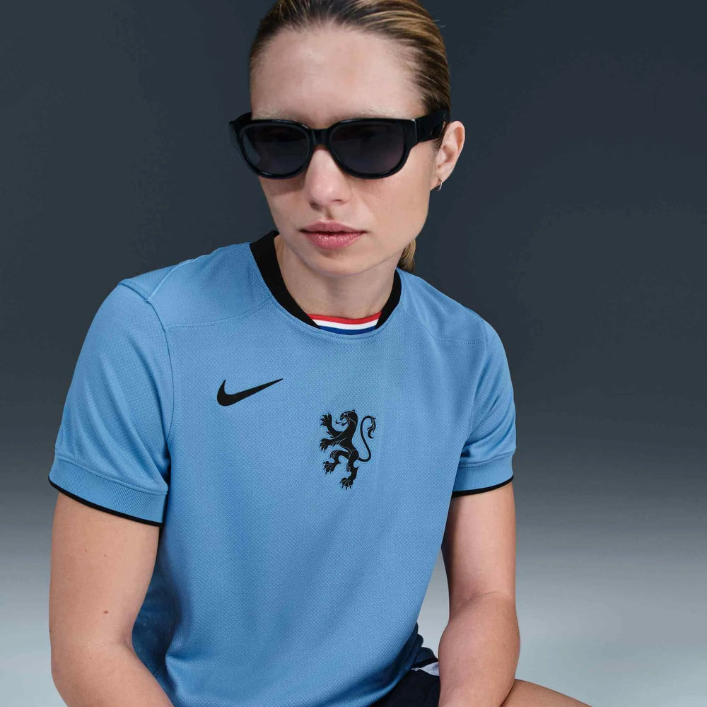 2025 Netherlands Women's Stadium Away Soccer Jersey Blue Beyond/Black