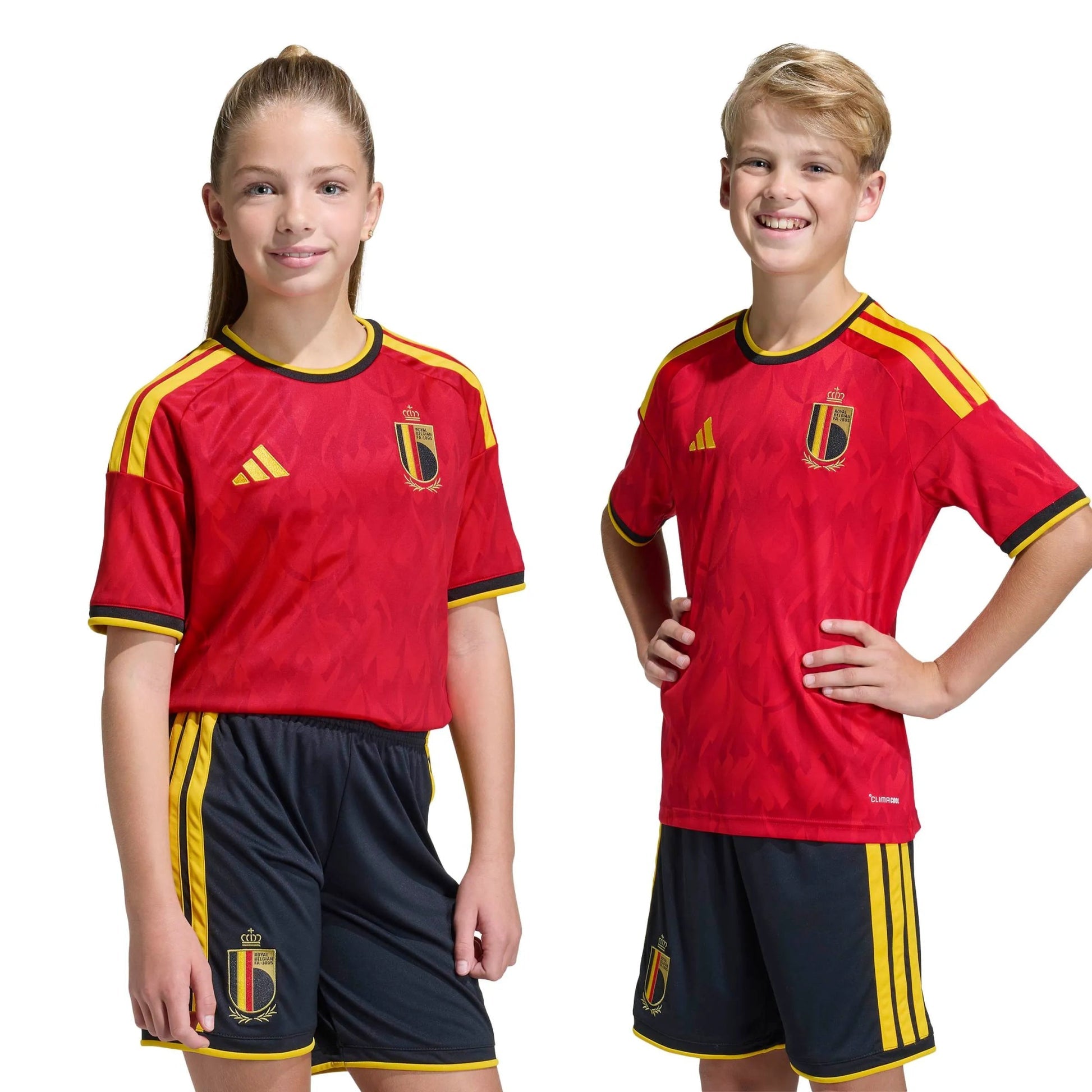 2026 Belgium Youth Stadium Home Soccer Jersey Red / Bold Gold