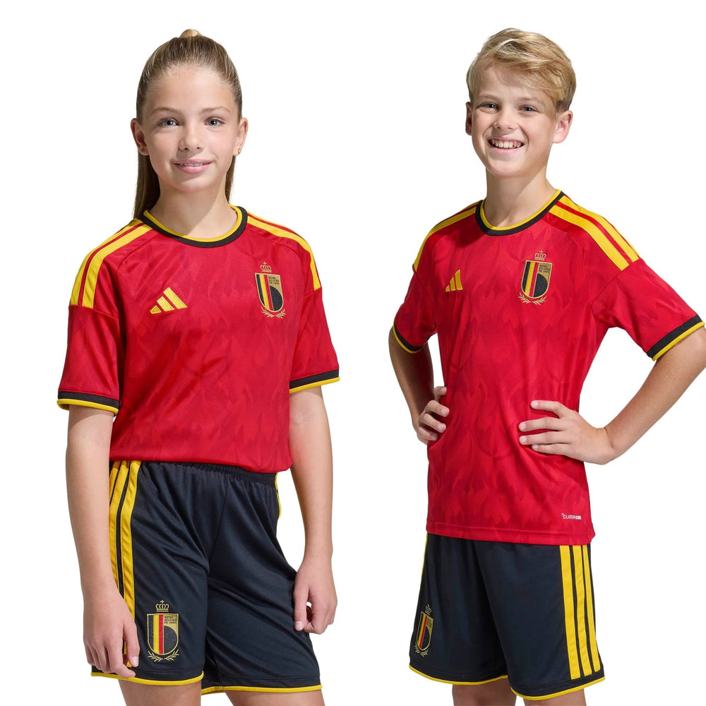 2026 Belgium Youth Stadium Home Soccer Jersey Red / Bold Gold
