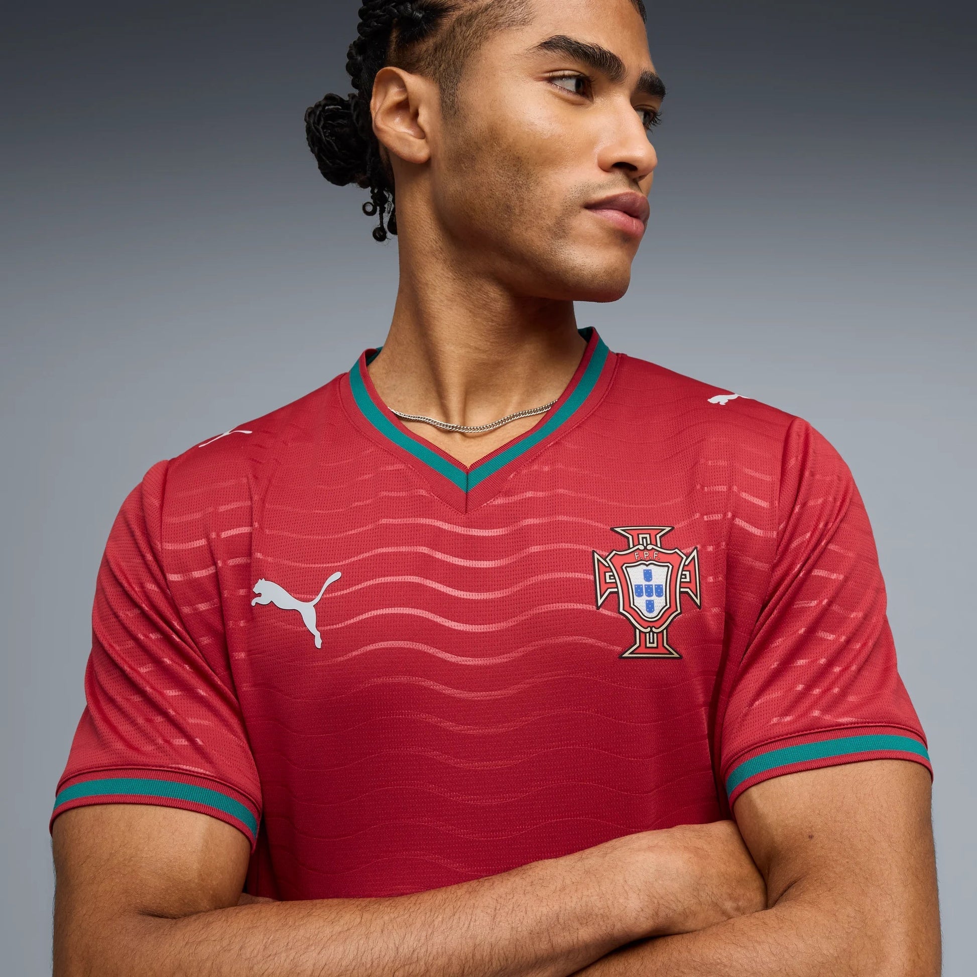 2026 Portugal Men's Stadium Home Soccer Jersey Club Red-Green Lagoon