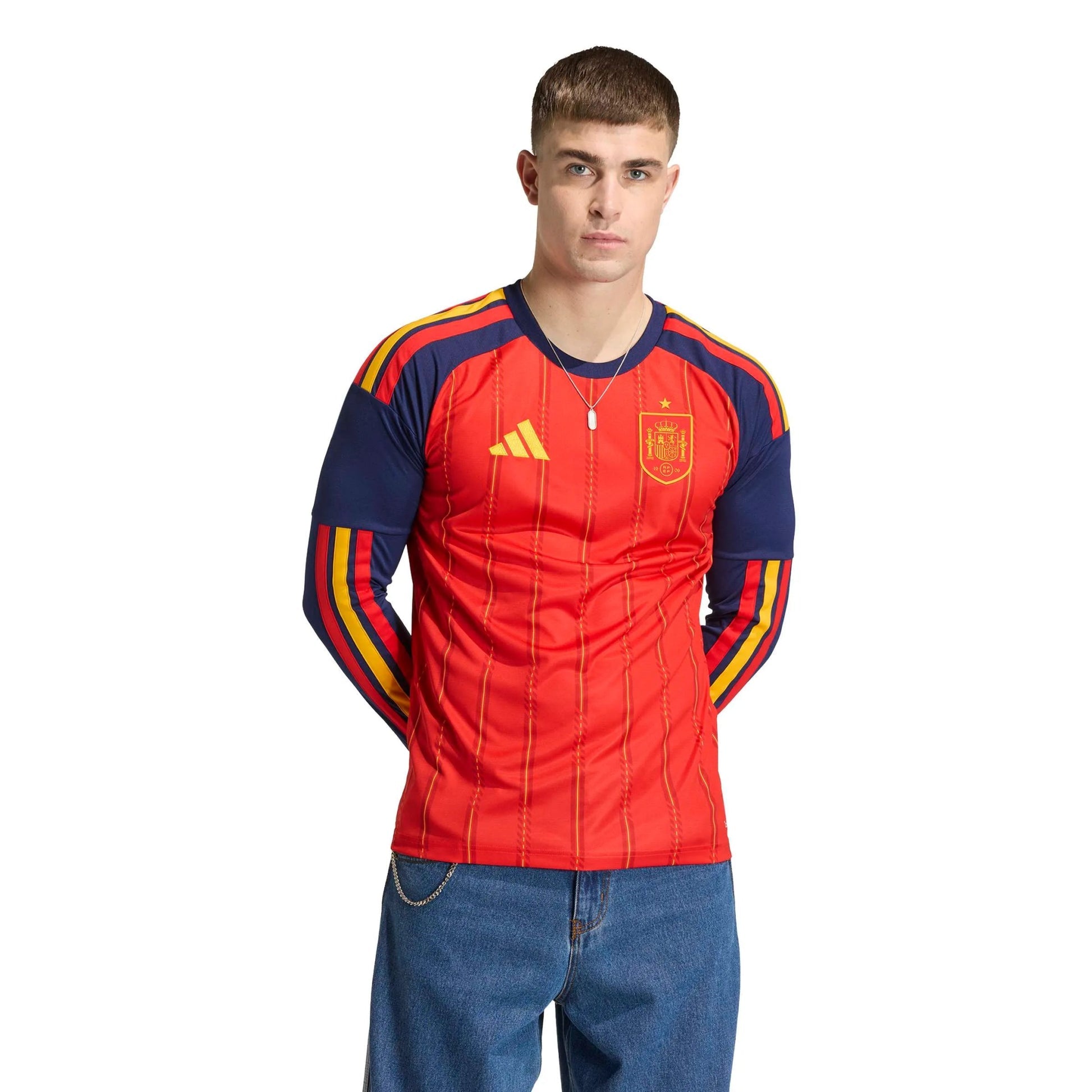 2026 Spain Men's Stadium Home Long-Sleeve Soccer Jersey Vivid Red