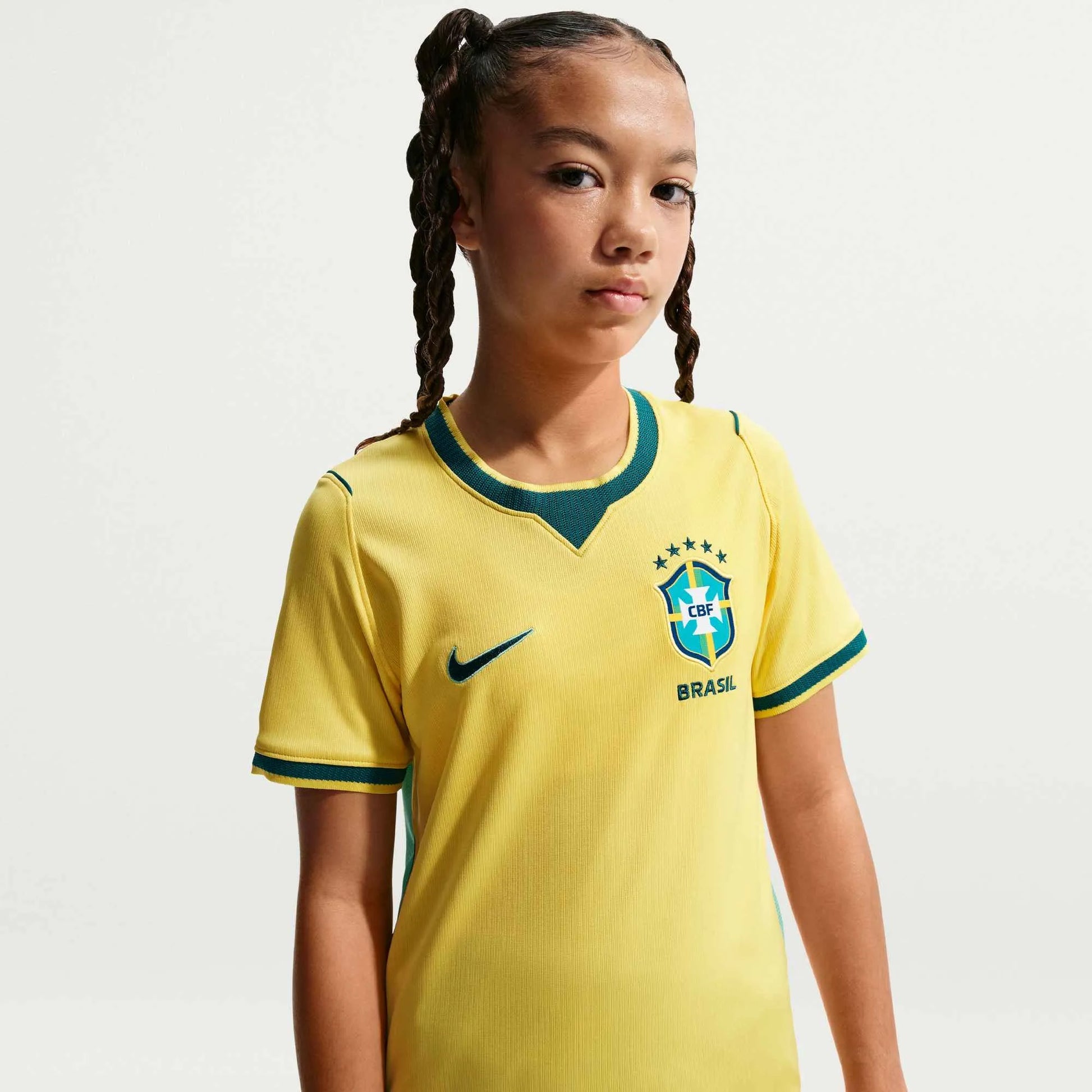 2026-27 Brazil Youth Stadium Home Soccer Jersey Canary/Light Menta/Geode Teal