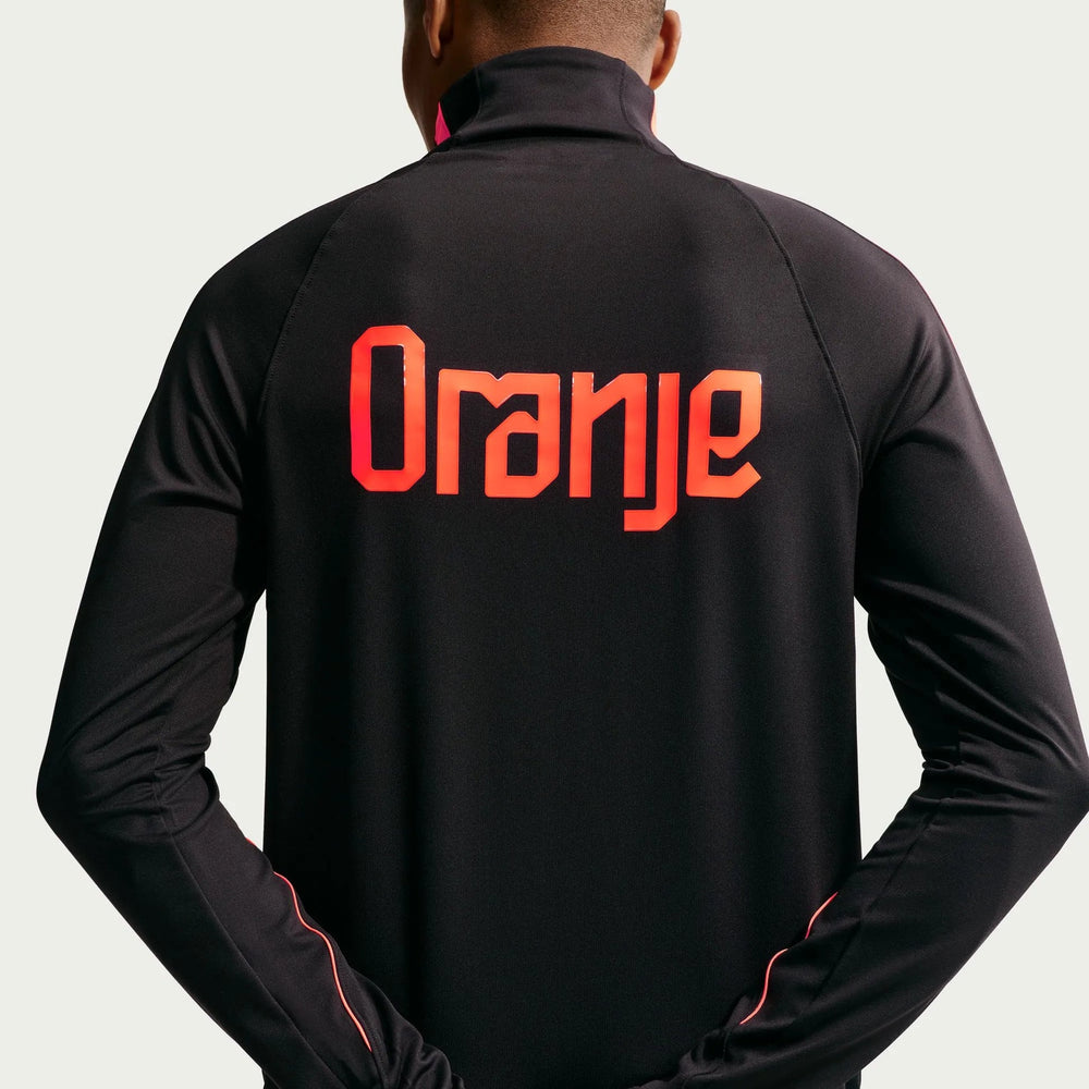 2026-27 Netherlands Men's Strike Drill Top Black/Hyper Crimson/Hyper Crimson